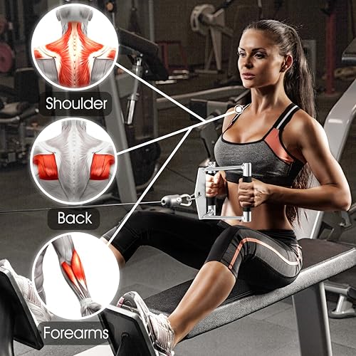 Yes4All Cable Machine Attachment, Row Handles, Tricep Rope, Straight Bar, V Bar, LAT Pulldown Accessories Load 880 LB for Home Gym - color: E. Tricep Rope + Double D + Straight Bar + V Bar