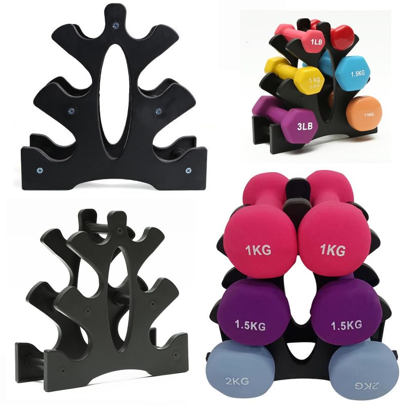 Neoprene Dumbbell Rack Hand Weights Bracket Display Storage Stand Organizer Lightweight Plastic Assemble 6 Position Holder for Hand Weight Dumbbells 1LB-15LBS Gym Fitness