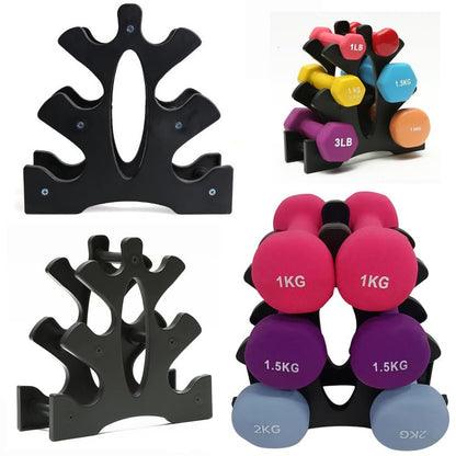 Neoprene Dumbbell Rack Hand Weights Bracket Display Storage Stand Organizer Lightweight Plastic Assemble 6 Position Holder for Hand Weight Dumbbells 1LB-15LBS Gym Fitness