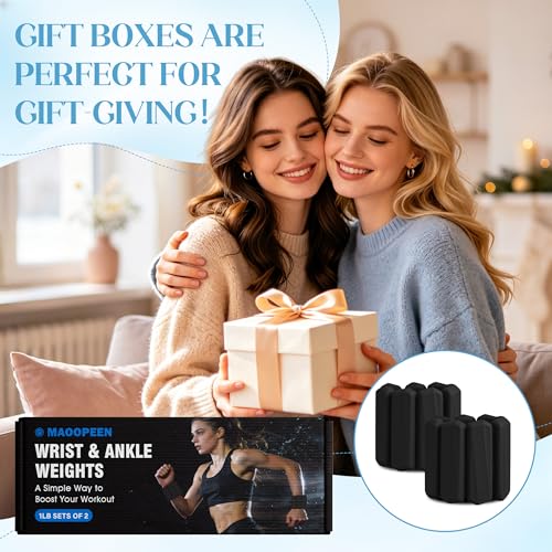 Wrist Weights, 2Pack Adjustable Ankle Weights for Women/Men, Silicone Weighted Bangles for Yoga, Pilates, Running & Walking, Arm & Leg Weights, 2lb