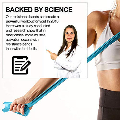 Resistance Band for Working Out | Super Exercise Bands 8,16,24 Yard Bulk Rolls |10 Strengths in Light Medium and Heavy Resistance Bands | Latex Free Workout Bands Including App and e-Book