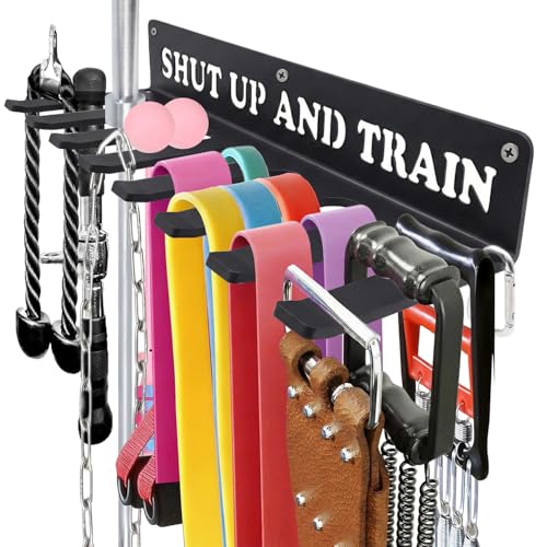Home Gym Accessories Organization Storage Rack Equipment For Home 8 Hook Wall Hanger Display Gear Barbells Resistance Bands Jump Ropes Lifting Belt Hanger Accessories Hardware Included
