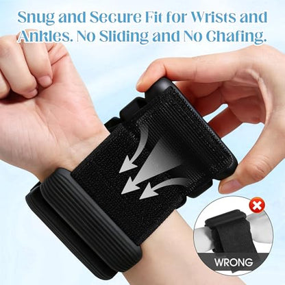 Wrist Weights Set, 2Pack Adjustable Ankle Weights for Women/Men(1 lb Each), Silicone Weighted Bangles for Yoga, Pilates, Running & Walking, Arm & Leg Weights - color: Black