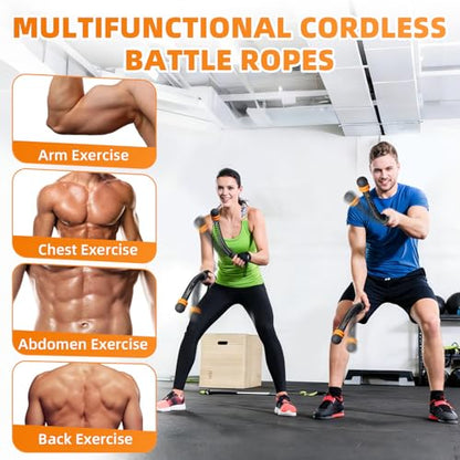 Cordless Battle Ropes, Battle Ropes for Home Gym, Weighted Sticks, Weighted Workout Equipment for Home Office Hotel Room Garden Exercise for Men & Women(1 Pair)
