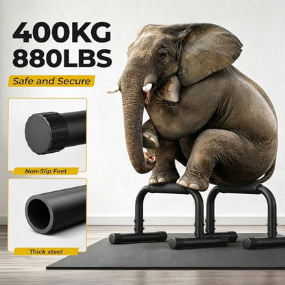 Push Up Bars, Adjustable 10–12.5 Inch Parallettes Bars for Calisthenics, Heavy Duty 880 LBS Parallel Dip Bars with Foam Handles & Non-Slip Rubber Feet, No Wobble Handstand L-Sit Stands for Home Gym