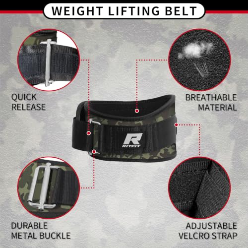 RitFit Weight Lifting Belt 6 Inch for Squats Deadlift Strength Training - color: Camo Green, size: M(30"-36")