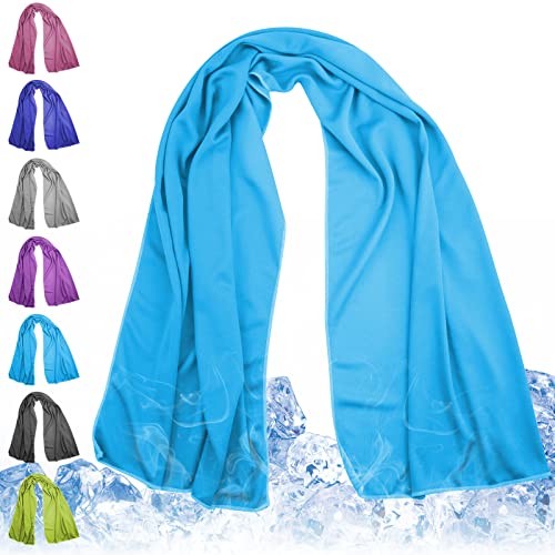 Large Cooling Towel for Neck and Face, 43.3 x 15.7 in, Sky Blue - color: Sky-blue