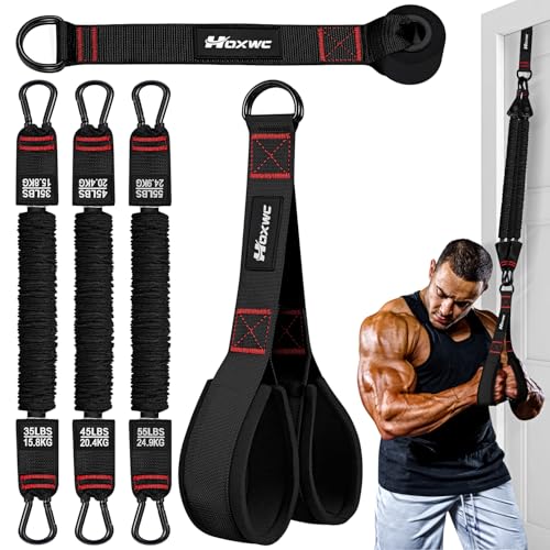 Resistance Bands with Handles, Exercise Bands with Door Anchor for Working Out, Home Gym Workout Equipment for Push Downs, Tricep, Biceps, Arms, Back, Chest, Abs, Shoulder Training - color: Black
