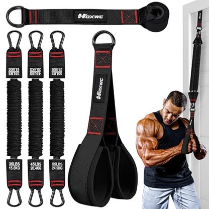 Resistance Bands with Handles, Exercise Bands with Door Anchor for Working Out, Home Gym Workout Equipment for Push Downs, Tricep, Biceps, Arms, Back, Chest, Abs, Shoulder Training
