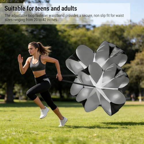 Drfeify Running Parachute Speed Training, Oxford Cloth Parachute with Adjustable Waist Belt for Power Acceleration Training