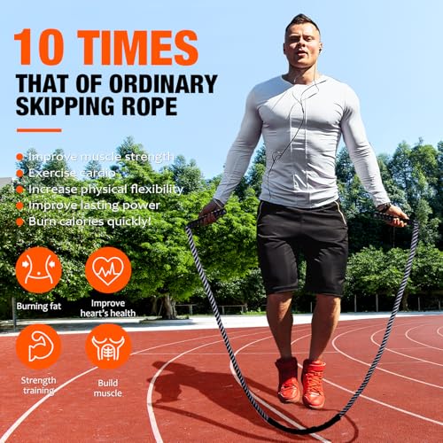 Jump Rope, Weighted Jump Rope for Fitness, Heavy Skipping Ropes for Men Women, Home Gym Workout Equipment Set, Suitable for Boxing, Cardio, Training Muscles, Full Body Exercise Weight Loss at Home