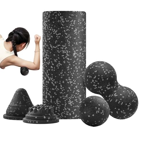 Foam Roller, Muscle Massage Wheel, Non Slip Tissue Gym Accessory for Yoga Pilates Fitness Travel Hotel Indoor Back Leg Home Practice Compact Portable Tool with Strong Grip