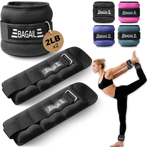 BAGAIL Ankle Wrist Weights for Women & Men, One Pair of 1/2/4/6/8/10 LBS Wearable Leg Arm Weights with Sleek Design & Secure Fit for Walking, Running, Pilates, Home Fitness & Physical Therapy