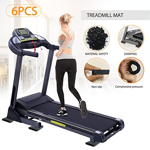 Treadmill Mat Pads - 6 PCS Shock Absorbing Rubber Pads for Treadmill and Fitness Equipment - Heavy Duty Floor Protector for Home Gym - Non-Slip Stability for Hardwood Floors - 3.94"x3.94"x0.5"