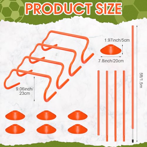 Agility Training Equipment Soccer Speed Training Includes 4 Adjustable Soccer Agility Poles 4 Agility Hurdles 6 Soccer Cones for Youth Adults Athletes Football Soccer Training
