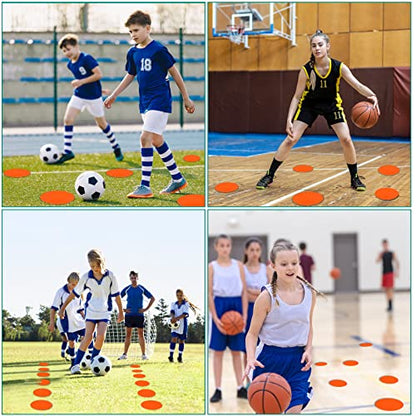 Spot Markers 4inch 9inch Rubber Agility Dots Flat Cones Non Slip Sports Dots Floor Spots Agility Markers for Kids Soccer Football Basketball Speed Agility Training - style: 24pcs Orange 4inch