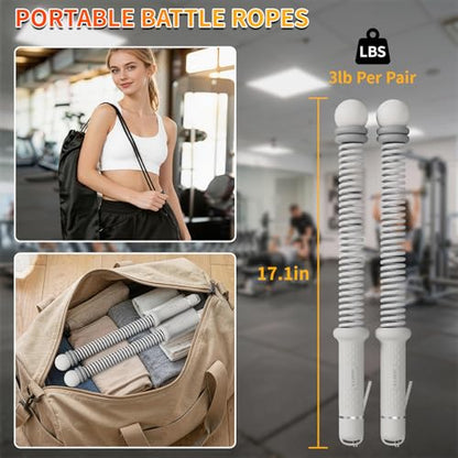 Ropeless Battle Ropes for Home Gym, Portable Cordless Weighted Battle Rope - size: Adjustable Gray