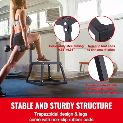 Happybuy 12" Plyometric Jump Box, Steel Plyo Box, Anti-Slip Fitness Platform, Jumping Agility Box for Home Gym Training, Conditioning, Strength Training, Black