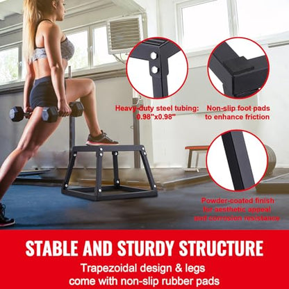 Happybuy 12" Plyometric Jump Box, Steel Plyo Box, Anti-Slip Fitness Platform, Jumping Agility Box for Home Gym Training, Conditioning, Strength Training, Black