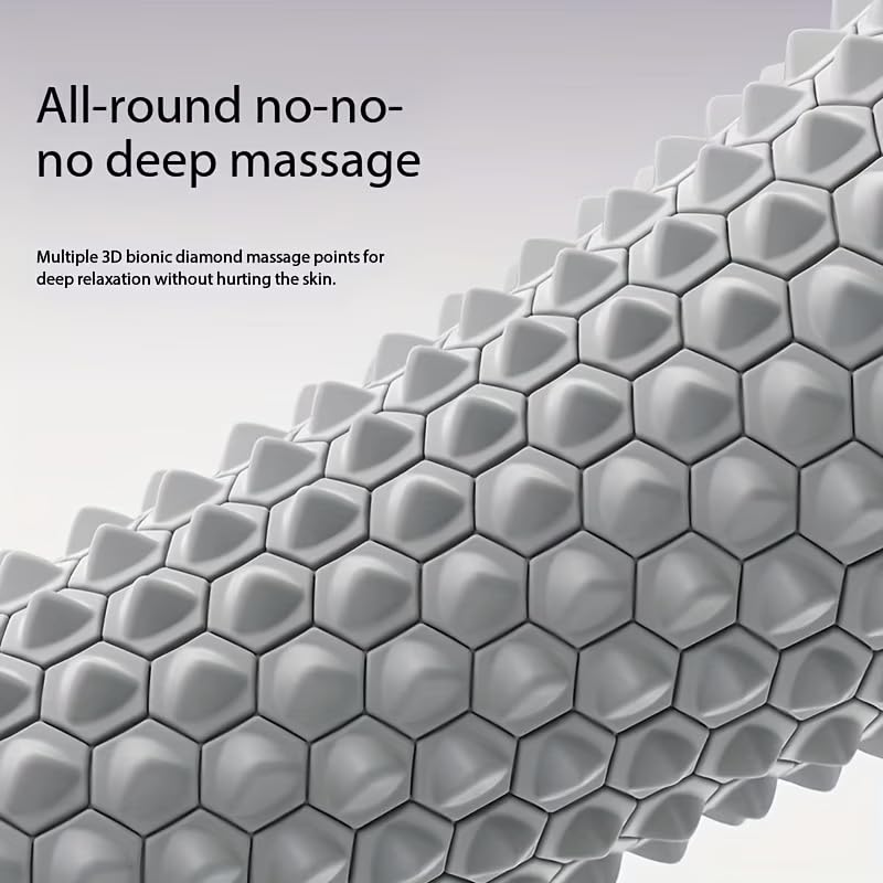 Foot Massage Roller with Speed Control, Deep Tissue Rough Surface, Medium Stiffness, Manual Operation for Yoga and Home Fitness, Gray - color: Gray