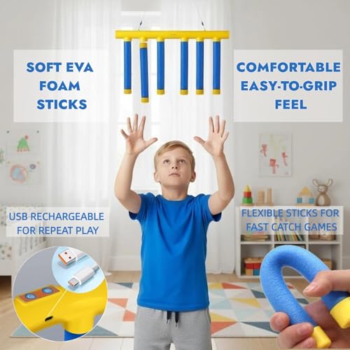 Catching Sticks Game, Drop Sticks Game, 3-Speed Adjustable Hand Eye Coordination Reaction Training Toy, Hand Speed Challenge for Kids and Adults (Blue)