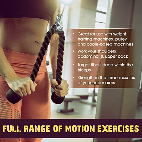 Yes4All Cable Machine Attachment, Row Handles, Tricep Rope, Straight Bar, V Bar, LAT Pulldown Accessories Load 880 LB for Home Gym - color: B. Double D Handle + TricepRope