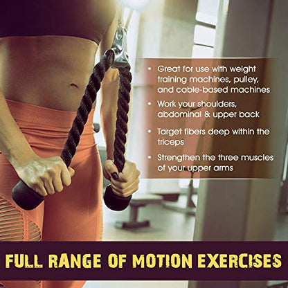 Yes4All Cable Machine Attachment, Row Handles, Tricep Rope, Straight Bar, V Bar, LAT Pulldown Accessories Load 880 LB for Home Gym - color: B. Double D Handle + TricepRope