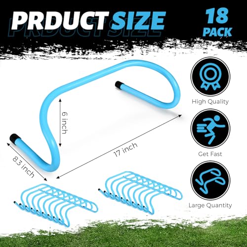 Wettarn 18 Pcs 6" Speed Training Hurdles Mini Agility Hurdles Bulk - color: Blue