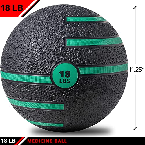 JFIT Dual Texture Medicine Ball – Weighted Exercise Ball for Strength, Core & Functional Fitness Training - style: 18lb