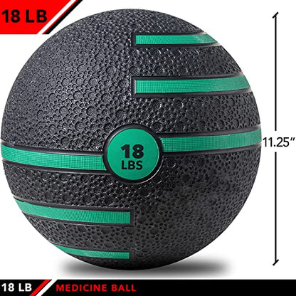 JFIT Dual Texture Medicine Ball – Weighted Exercise Ball for Strength, Core & Functional Fitness Training - style: 18lb