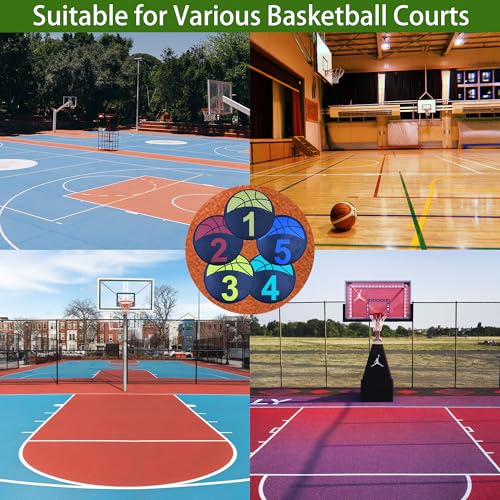 Basketball Training 9 Inch Poly Spots, 10PCS Anti-Slip Training Basketball Spot Markers Floor Spots, Waterproof Flat Filed Cones Poly Dots for Basketball Training