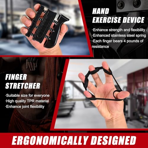 Hand Grip Strengthener, Grip Strength Trainer, 22-132 Lbs Adjustable Resistance Forearm Exerciser Workout for Rehabilitation Athletes Climbers Musicians - color: black 5 Pack
