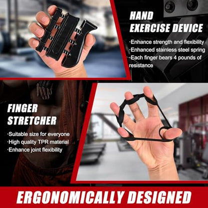 Hand Grip Strengthener, Grip Strength Trainer, 22-132 Lbs Adjustable Resistance Forearm Exerciser Workout for Rehabilitation Athletes Climbers Musicians - color: black 5 Pack