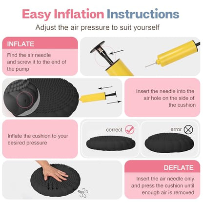 Wobble Cushion, Extra Thick Wiggle Seat for Sensory Kids, Non-slip Balance Disc with Inflation Pump for Adults Core Strength, Posture Improvement & Physical Therapy (13.5in/34cm)
