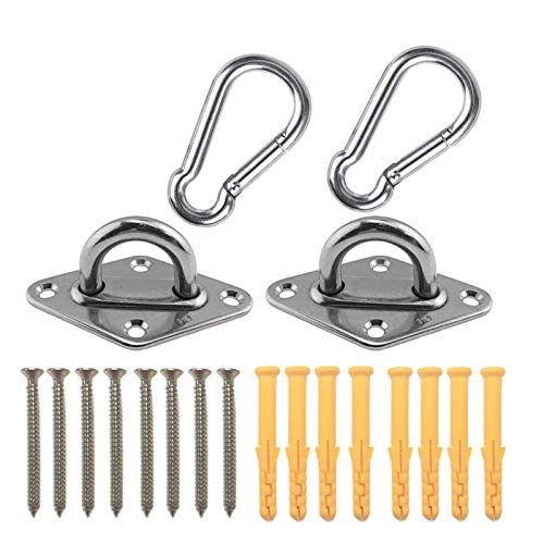 Heavy Duty Hammock Hanging Kit Pad Eye Plates Staple Ring Hook,Ceiling Wall Mount Anchor Hooks Hanger for Swing Chair Suspension - Shade Sail Hardware for Outdoor Indoor Activity(Stainless Steel)