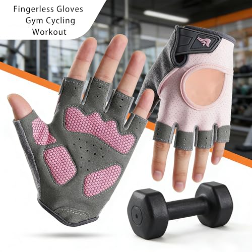 IZUS Women Fingerless Workout-Gloves Men Gym-Cycling-Gloves Non-Slip Palm Grip for Training,Fitness,Weight Lifting