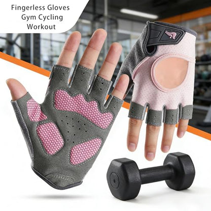 IZUS Women Fingerless Workout-Gloves Men Gym-Cycling-Gloves Non-Slip Palm Grip for Training,Fitness,Weight Lifting