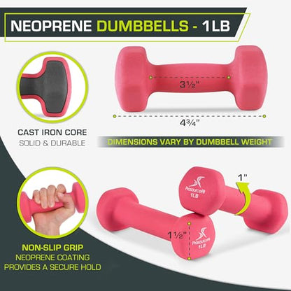 ProsourceFit Neoprene Dumbbell Coated for Non-Slip Grip - size: 1-Pound