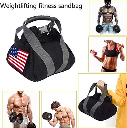 2 Pcs Adjustable Canvas-Kettlebell-Sandbag wtih Handle for Training Home Training, Yoga, Fitness (National Flag)