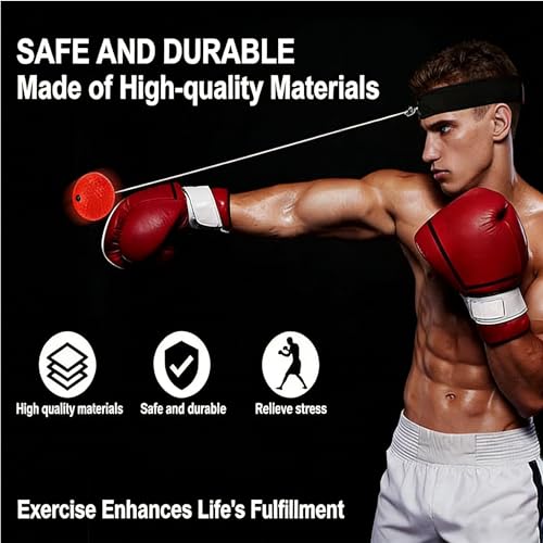 Boxing Reflex Ball with Adjustable Headband and Elastic Cord, Speed Training for Punching, Hand-Eye Coordination Fitness Martial Arts