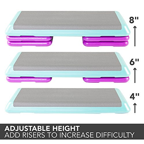 The Step Original Health Club Aerobic Step Riser, Violet, Pair (91123)