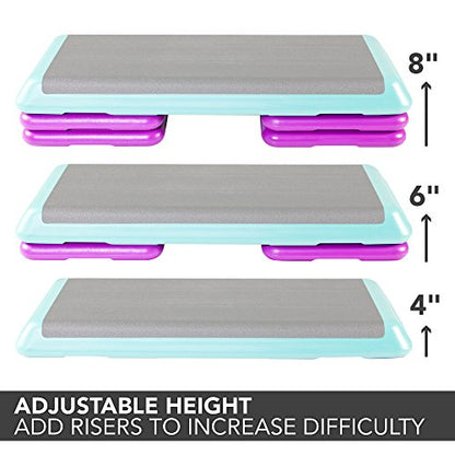 The Step Original Health Club Aerobic Step Riser, Violet, Pair (91123)
