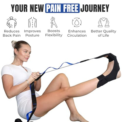 Stretch Strap with Loops Physical Therapy - Full Body Exercise Straps for Stretching with Detachable Foot - Leg & Calf Stretcher for Plantar Fasciitis, Physical Therapy, Pain Relief, and Flexibility