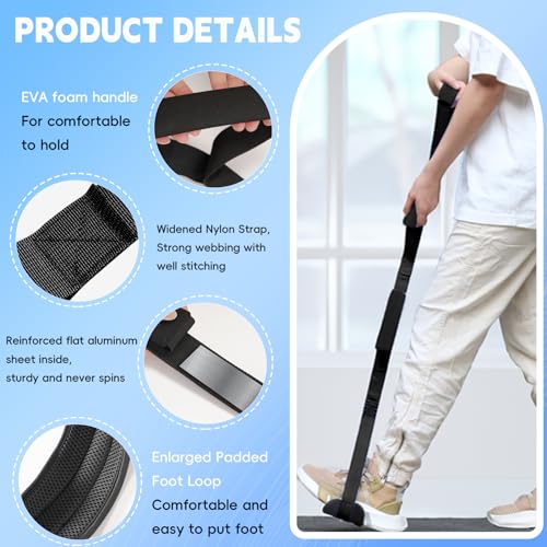 36 Inch Long Leg Lifter, Rigid Leg Lifter Strap with EVA Handgrips &Foot Loop, Leg Lifter After Hip Replacement&Knee Surgery Recovery Aids Kit,Getting Legs in and Out of Bed,Car,Wheelchair (Black) - color: Black, size: 36 Inch
