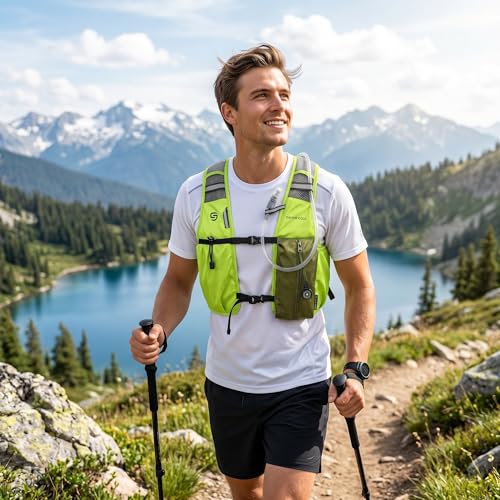 Cooling Hydration Vest with 2L BPA-Free Water Bladder, Running Vest with 3 Removable Cooling Packs, Lightweight Outdoor Hydration Pack for Hot Weather, Hiking, Cycling, Training - color: Green