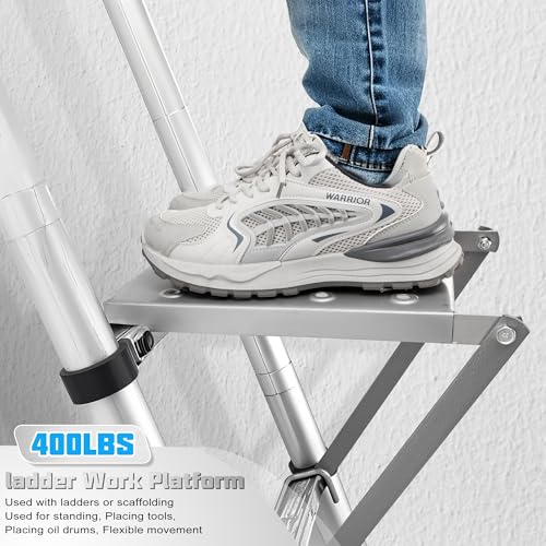 Ladder Platform Anti-Slip Ladder Work Platform Accessories for Stabilizer, Work Tray Attachment for Painters and Tools, Made of Premium Alloy Steel Holds 400 lbs