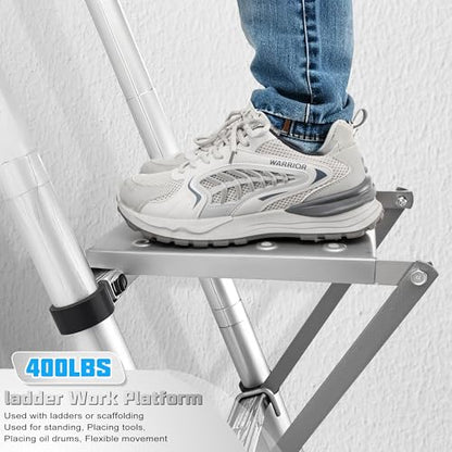 Ladder Platform Anti-Slip Ladder Work Platform Accessories for Stabilizer, Work Tray Attachment for Painters and Tools, Made of Premium Alloy Steel Holds 400 lbs