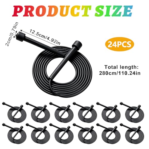 YYDYTTKX Adjustable Jump Rope Bulk, 9.2 ft Tangle-Free Speed Skipping Rope for workouts, group training, teams, family and Gym Class