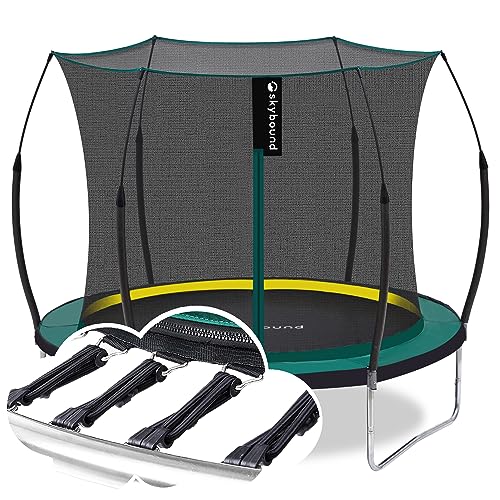 SkyBound 14 FT 12 FT 10FT 8FT 6FT Springless Trampoline for Kids and Adults - Recreational Trampolines with AntiRust Coating - Bungee Cords Outdoor Trampoline for Kids - No-Gap Design Zipper System - color: Green, size: 8 FT | 3 Legs