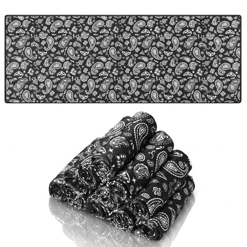 Redbaker 12 Pack Paisley Cooling Towels, 12 x 32 in Breathable Soft Cooling Towels Bulk for Neck and Face Microfiber Ice Rags for Gym Yoga Golf Sport Running (Blue and Black)